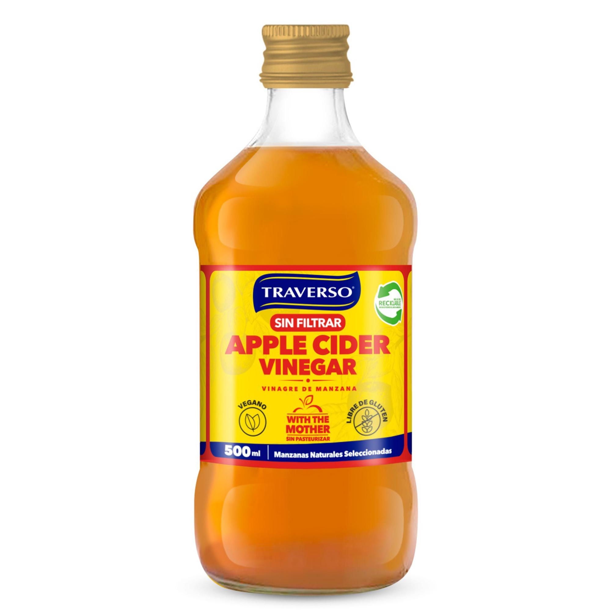 Vinagre De Manzana Sin Filtrar Botella 500 ml Traverso