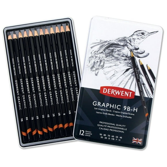 Lápices Grafito Derwent 12 Graduaciones Blandas
