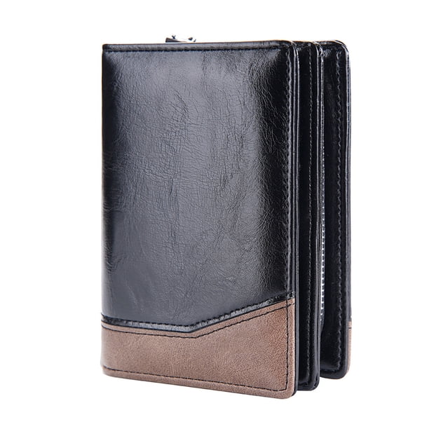 Cartera de PU para hombre, tarjetero de piel lisa, billetera delgada minimalista para hombre.
