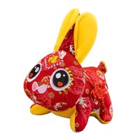Magideal - Lindos Animales De Peluche Adorno De Muñeca Regalos De Cumpleaños Año Nuevo Chino Conejo De Peluche De Juguete Para Gabinete Inauguración De , 15 Cm Rojo