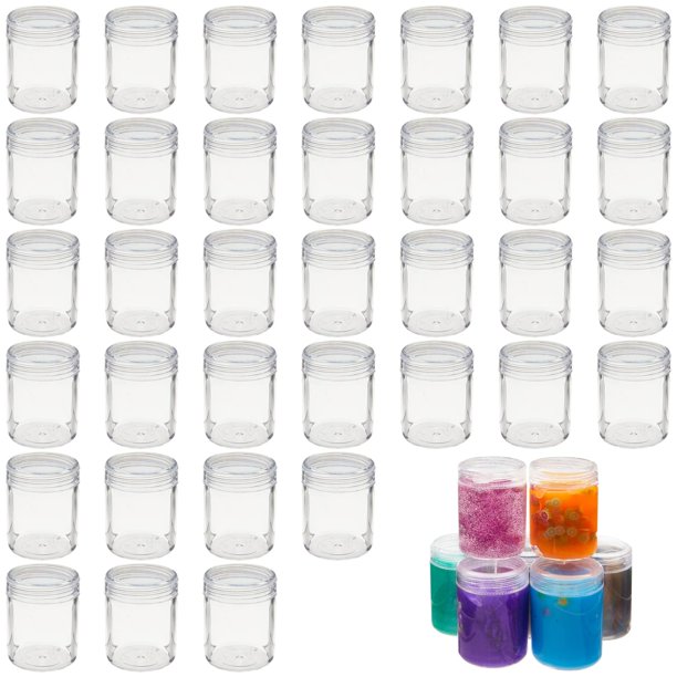 Frascos de plástico Sustainable Greetings, 35 unidades, 35 ml, transparentes, con tapas
