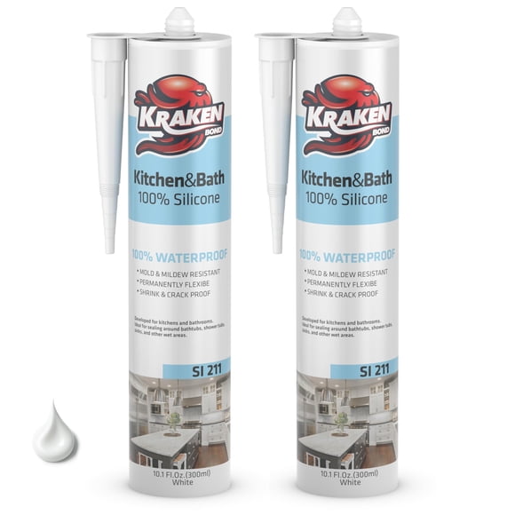 Sellador de silicona Kraken Bond Premium para cocina y baño, color blanco