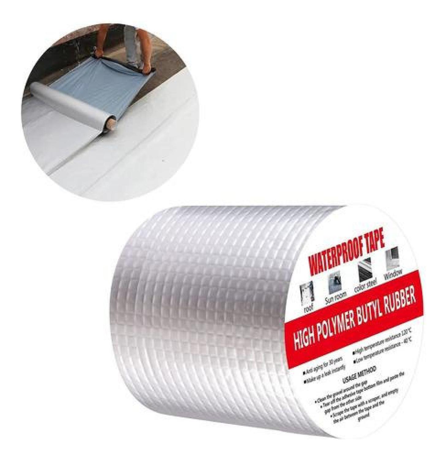 Genérica - Cinta Sellado Goteras Impermeable Techo Ventanas 5 Metros Plateado Liso