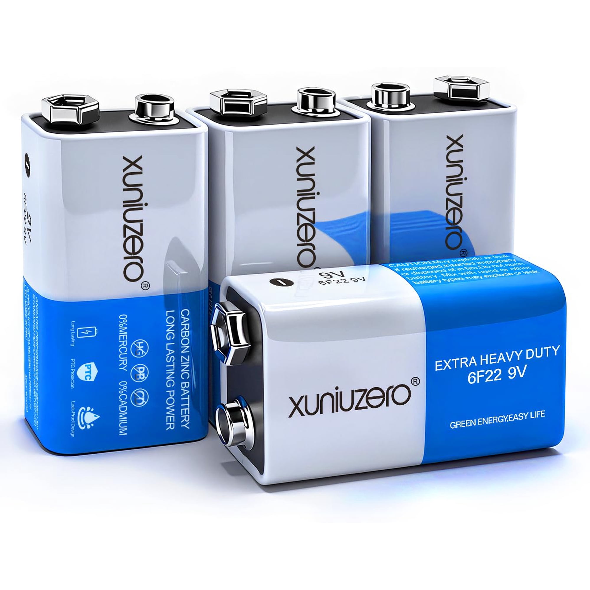 Pilas De Carbono Xuniuzero De 9 V Para Detector De Humo, Paquete De 4