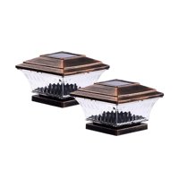 Xusx111 - Solar Post Cap Lights Outdoor 4X4 Led Solar Garden Lighting Deck Fence Cap Light Post De Madera Cepillado Cobre 2 Paquete