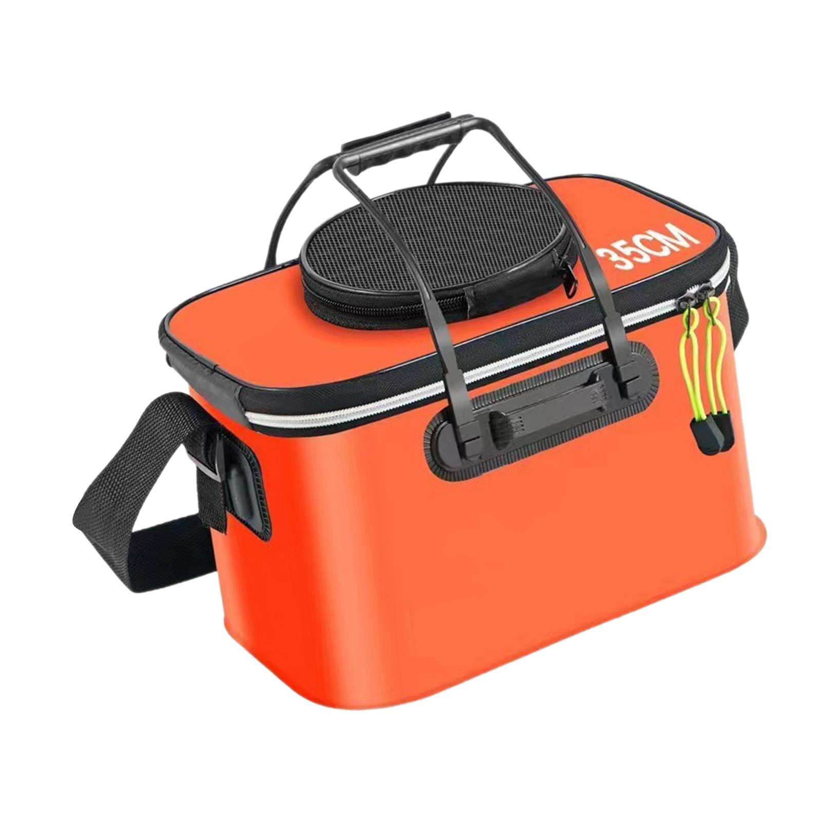 Ioensy - Cubo De Pesca Plegable Con Asas, Cubo Portátil Plegable Para Protección De Peces, Naranja