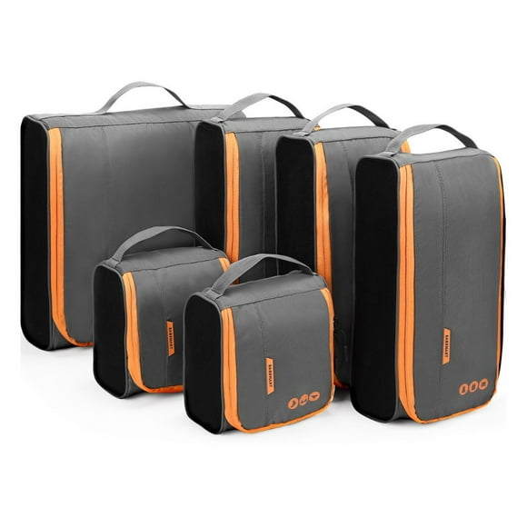 Bagsmart Organizadores de Equipaje Rígidos 6 piezas Gris y Naranja
