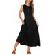thumbnail image 1 of INSPIRE CHIC Vestidos sin mangas para mujer con botones, ajuste acampanado, línea A, fluido, casual, vestidos largos, atuendos de verano, talla S, negro, 1 of 6