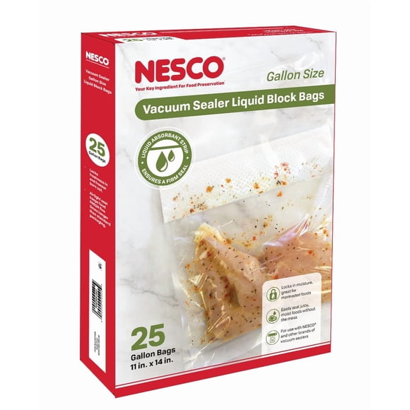 Bolsas selladoras al vacío NESCO Liquid Block de 11 x 14 pulgadas (paquete de 25)