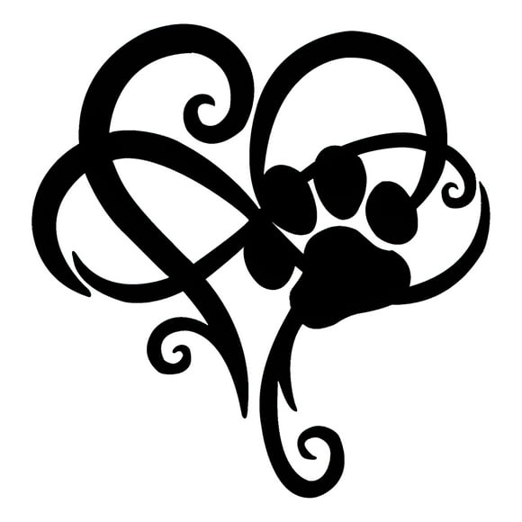 Sticker Corazón Infinito Pata Perro Dog Lover Auto Camioneta
