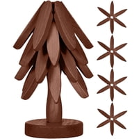 Xusx111 - Conjunto De Copa De Madera Coaster,Árbol Forma Trivet Set,Árbol Coasters- 4 Trivets De Madera + 1 Soporte Almacenado Para Plato Caliente / Maceta / Tazón / Tetera / Maceta Caliente Set (Marr