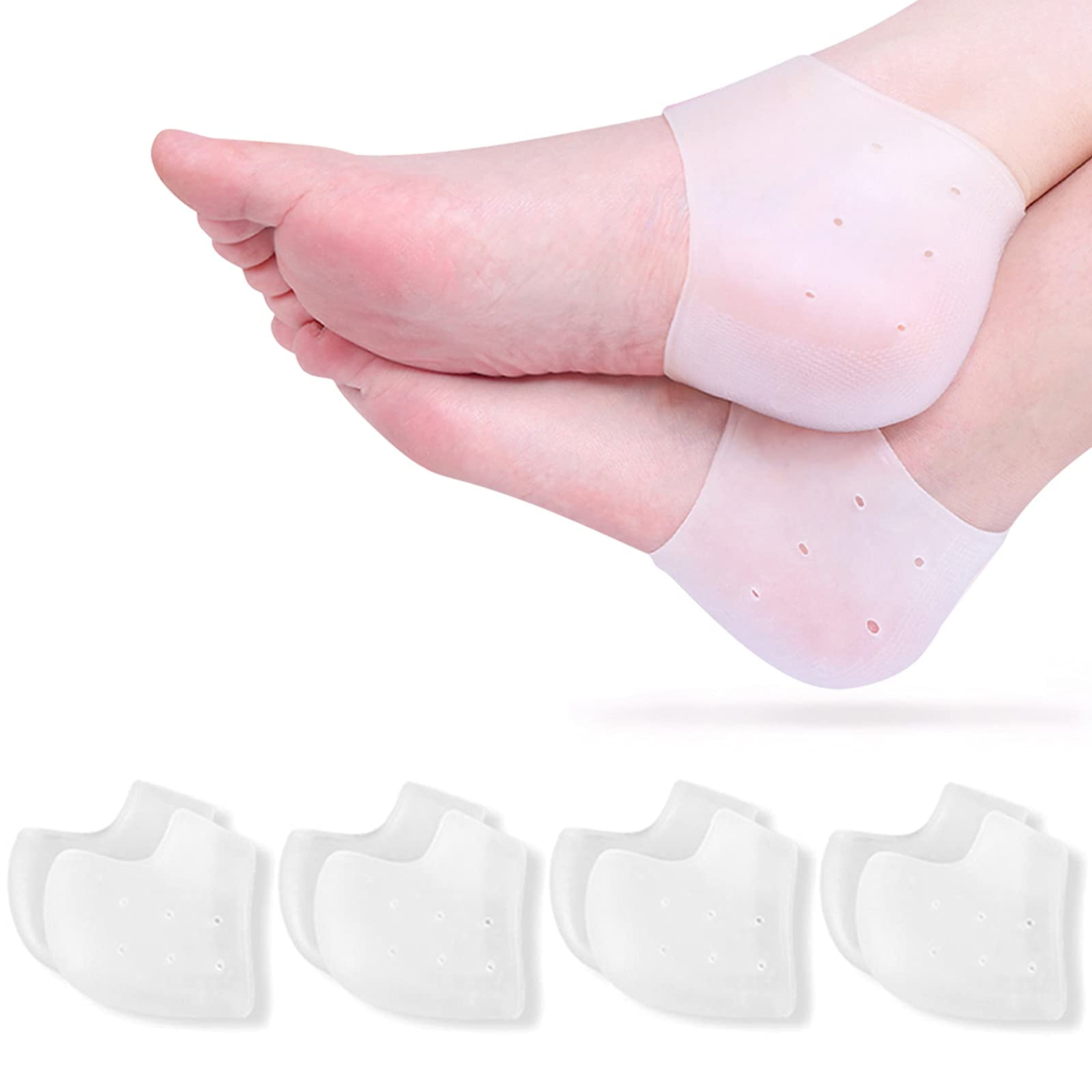 Xusx111 - Protectores De Tacón De Silicona,4 Pares De Almohadillas De Tacón De Gel Para La Prevención De Ampollas Tendinitis De Aquiles,curar Tacones Secos Agrietados Insertos De Fascitis Plantar,copa