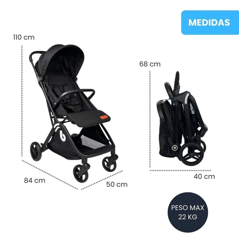 Coche paseo ultra compacto autom Negro, foto 3