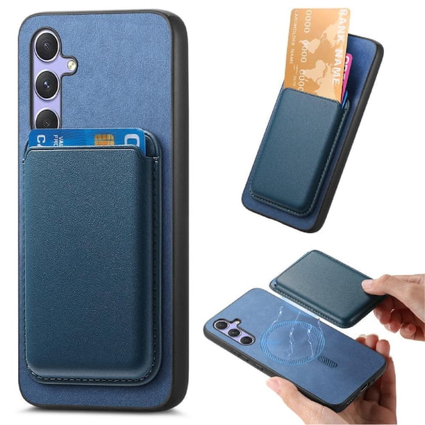 Funda de Cuero Magnética con Tarjetero para Samsung Galaxy A54 Cubierta Delgada Azul