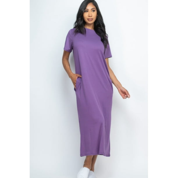 Vestido Estilo Camiseta con Bolsillos Laterales