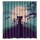 thumbnail image 1 of Cortina de ducha de Halloween con diseño de gato negro y murciélago, juego de cortinas de baño con ganchos, tamaño 66 x 72 pulgadas, 1 of 3