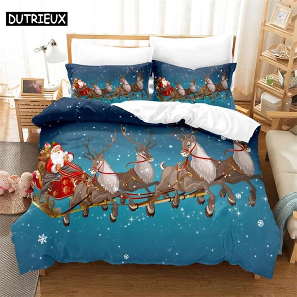 Santa Clause Sleigh Bedding Set Duvet Cover Set Bedding Digital Printing Bed Linen Bedding Set Fashion Design