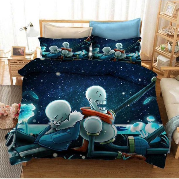Undertale Game Quilt Duvet Cover Set Children Double Bedding Bedclothes3-Piece Bedding Set