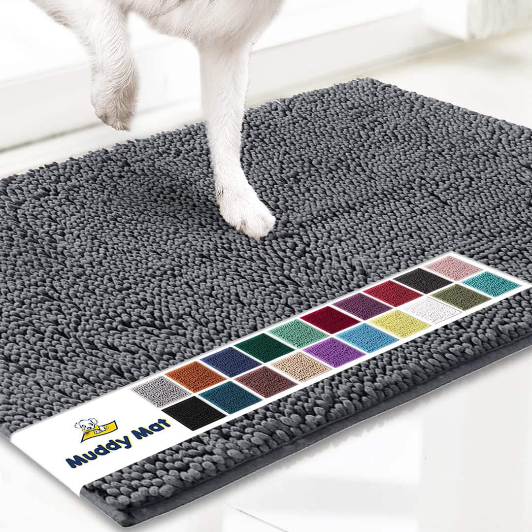 Felpudo Para Perros Muddy Mat, Superabsorbente, Microfibra, Gris, 30 X 19