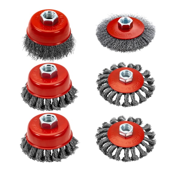 Juego de ruedas de alambre para amoladora angular AUPREX de 11 cm y 7,5 cm con eje