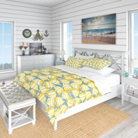 Milsleep - Designart 'Yellow Fishes Pattern' Juego De Cama Náutico Y Costero - Funda Nórdica