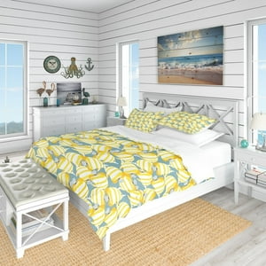 Milsleep - Designart 'Yellow Fishes Pattern' Juego De Cama Náutico Y Costero - Funda Nórdica