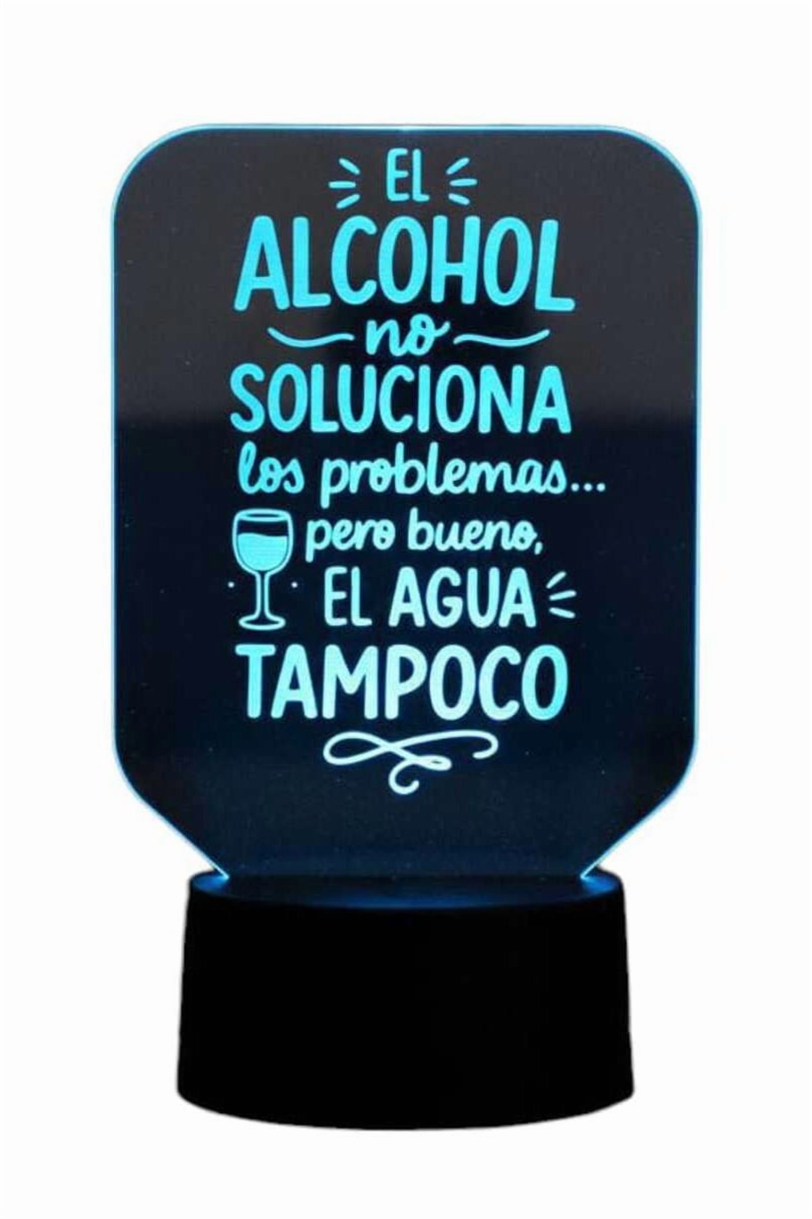 Lampara Ilusion 3D Frase: El Alcohol No Soluciona... De 7 Colores, Base Touch