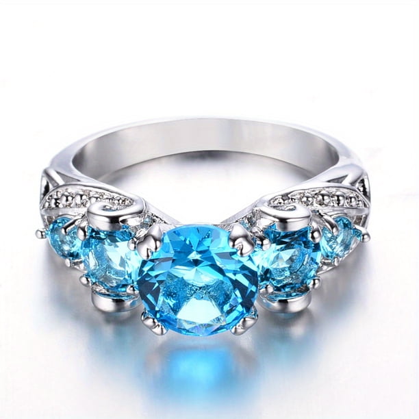 Inlaid Tound Cut Shiny Zircon Promise Ring Wedding Band Engagement Ring Anniversary Ring