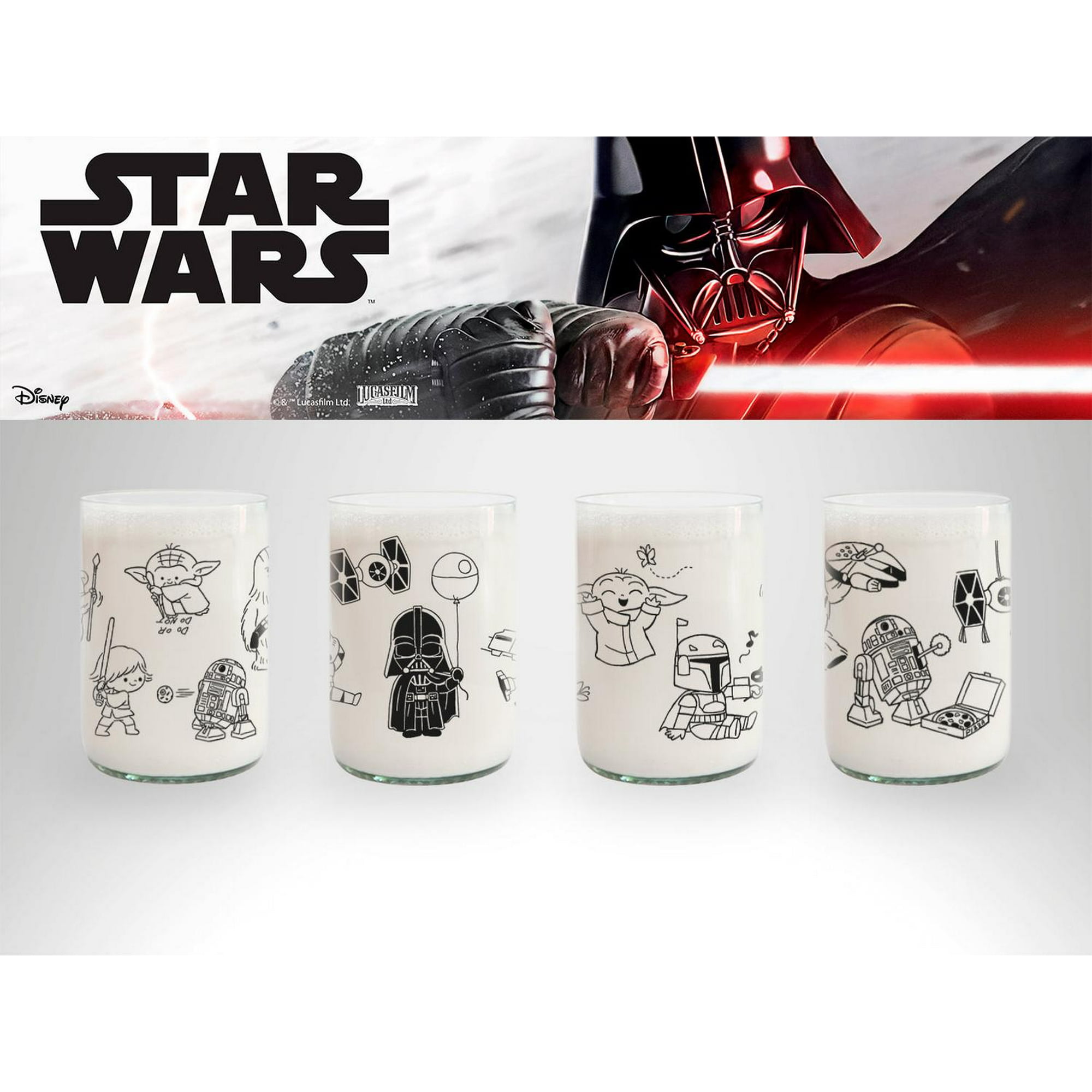 Green Glass - Star Wars - Juego De 4 Vasos (kids) Negro
