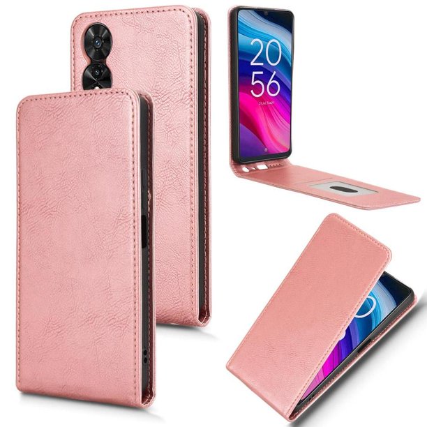 Funda tipo folio para TCL 505 4G con soporte magnético y protección para la cámara Oro rosa