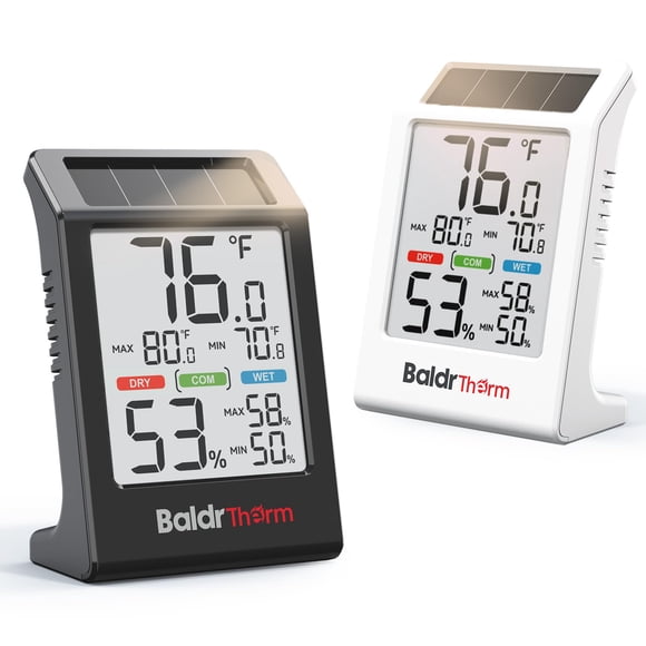 Termómetro de ambiente BaldrTherm 2026 con alimentación solar y pantalla LCD