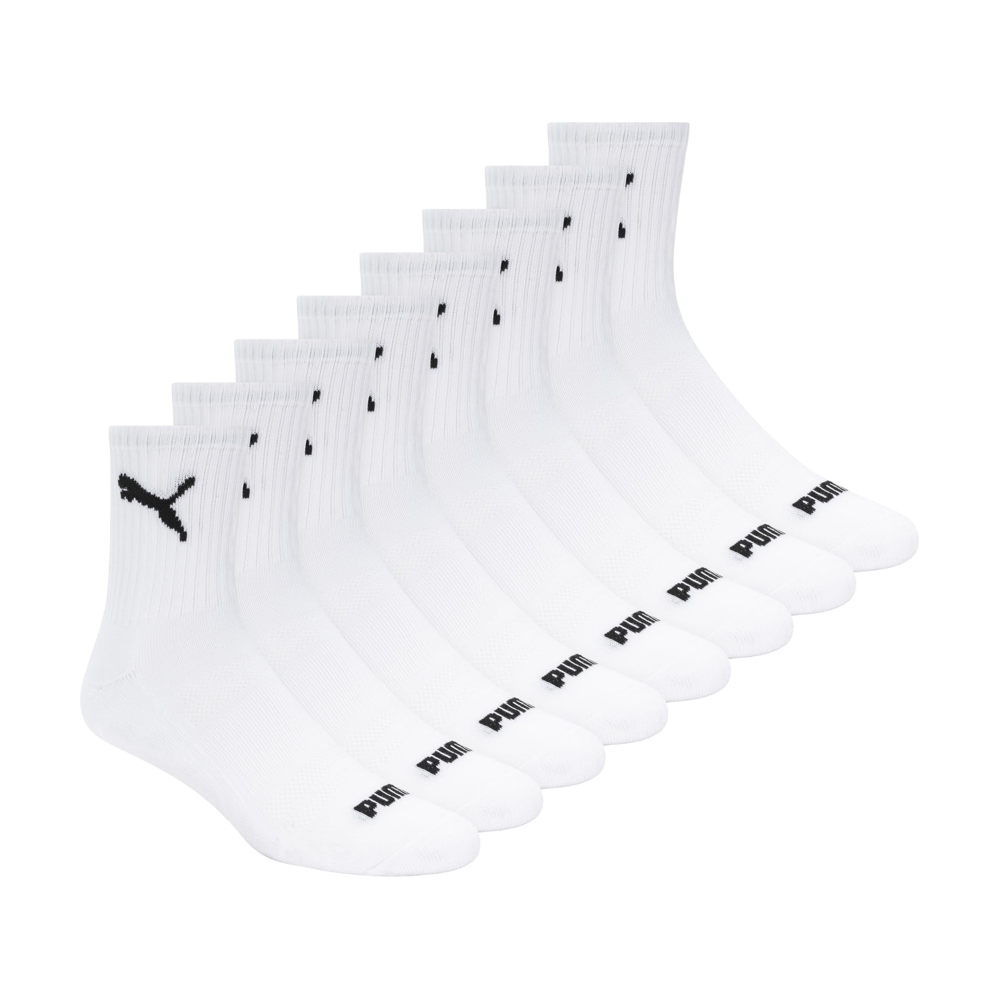 Calcetines Puma High Quarter Crew Para Hombre, Paquete De 8, Blanco/negro, 10-13