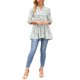thumbnail image 2 of INSPIRE CHIC Blusa de Mujer con Mangas 3/4 Estampado Floral Cuello en V con Volantes en Capas Casual Elegante para la Playa Túnica S Blanca, 2 of 5