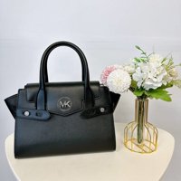 Cartera Michael Kors 35S2Gnms8L Carmen Medium Faux Leather Belted Satchel Black