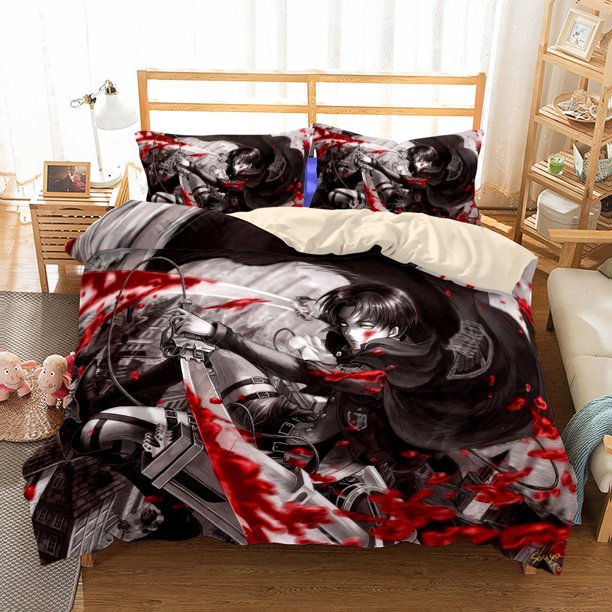 Attack_on_Titan 3 PCS Comforter Set with 2 Pillowcases,Attack_on_Titan Bedding Set Sheet Set for Kids Adults,All Season Lightweight