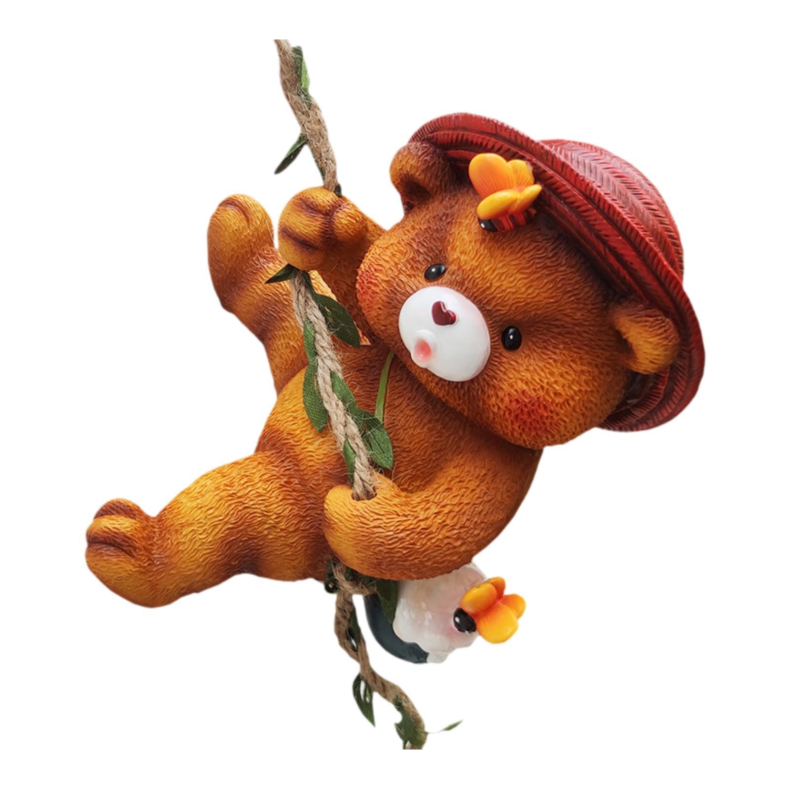 Bothyi - Escultura De Oso Trepador, Figura De Oso Compacta Y Resistente Para Porche, Patio Al Aire Libre, Amarillo Claro