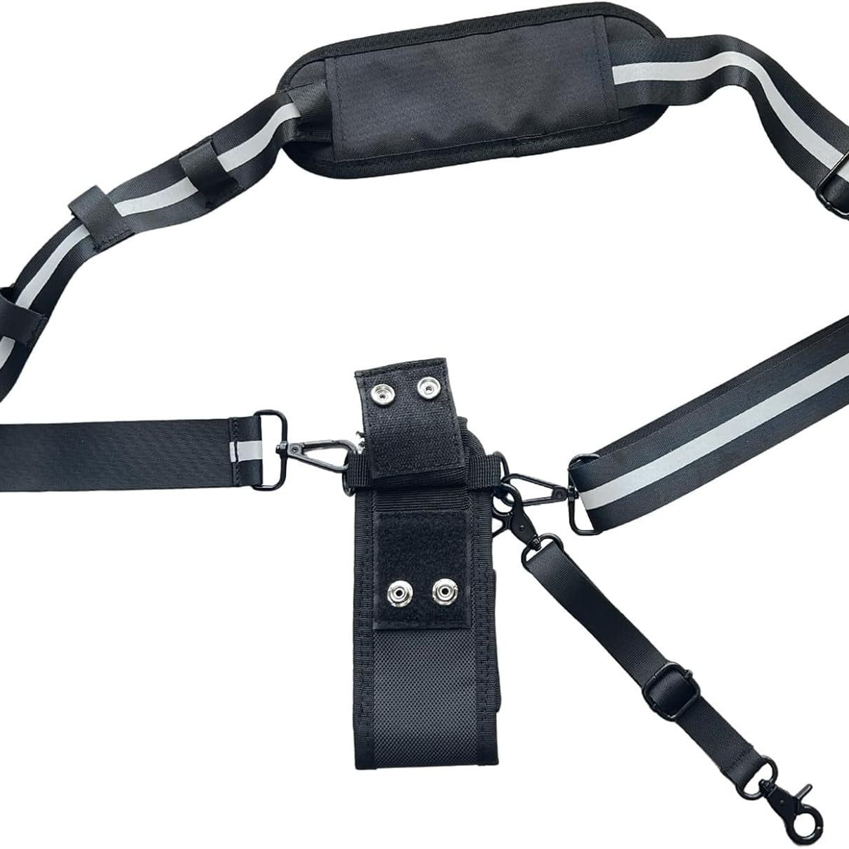 Xusx111 - Correa De Radio Con Una Correa De Hombro Ajustable Y Ampliada Con Tiras Reflectantes 3m, Un Clip De Micrófono Y Un Diseño Anti-balanceo: Un Sistema De Transporte Seguro Para Radios Pequeñas
