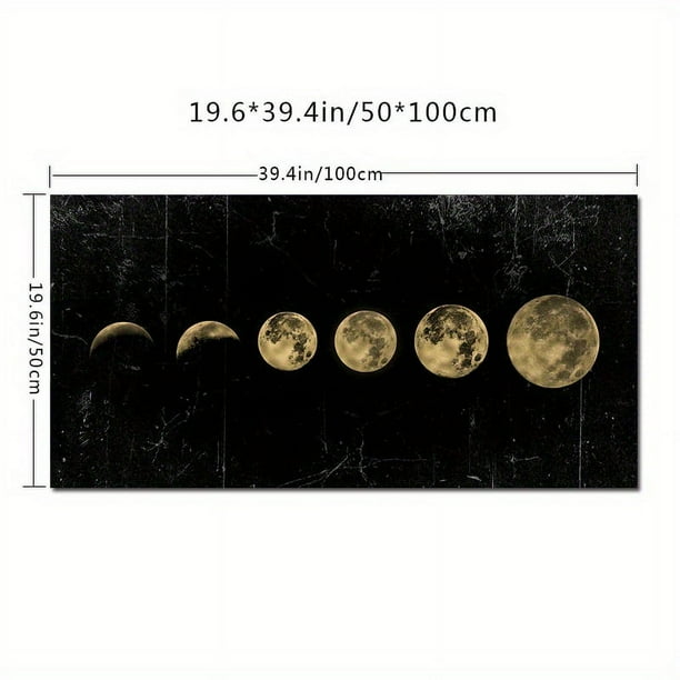 1pc Eclipse Of The Moon Canvas Poster, Minimalist Art Painting Universe Wall Picture Long Banner Print Living Room Bedroom Decoration, No Frame