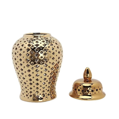 Bothyi - Jarrón De Cerámica Perforado Con Jengibre, Jarrón Con Tapa, 10X22Cm, Delicado Y Elegante