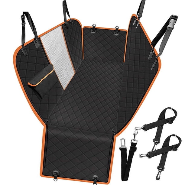 Funda protectora para asiento de coche para perros con solapas laterales contra arañazos, con ventana de malla y bolsillo de almacenamiento, funda para asiento trasero de coche, SUV o camioneta con ci