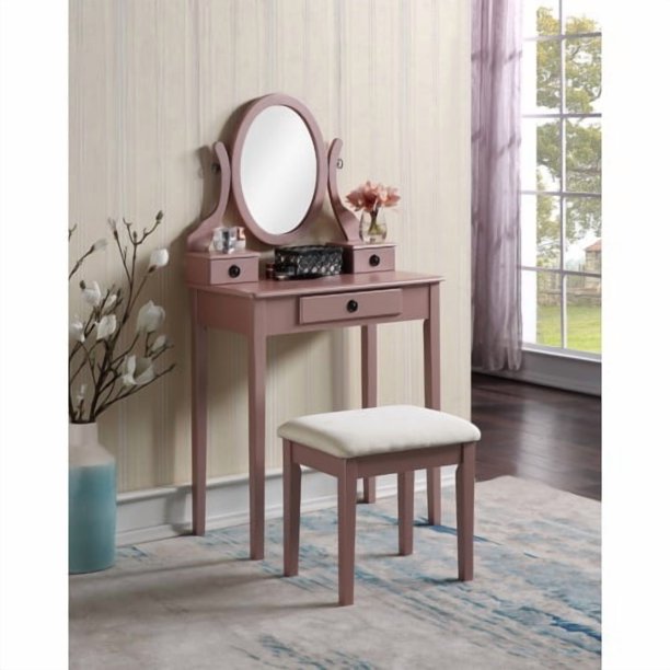 oniys Madera Moniya Maquillaje Vanidad Mesa y Taberno Conjunto