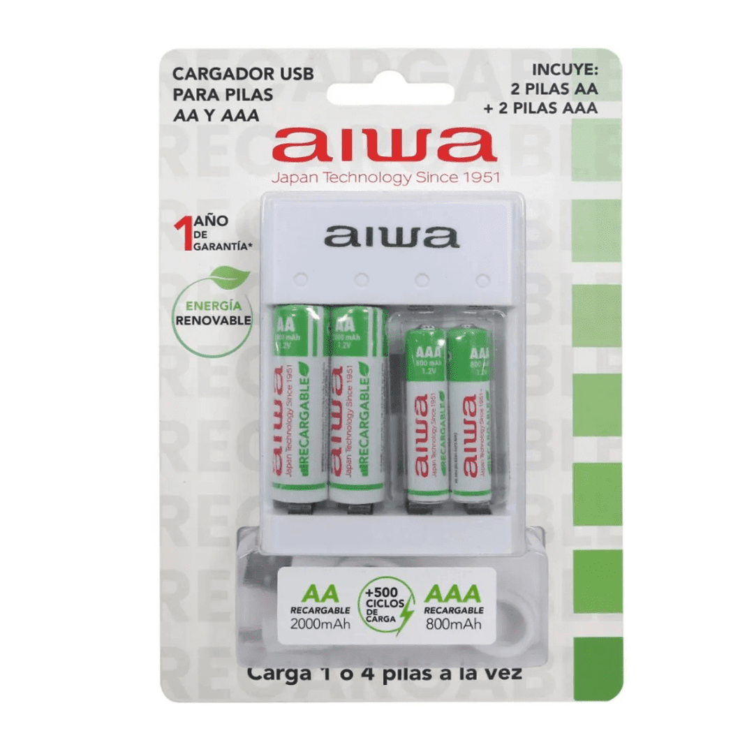 Aiwa - Cargador De Pilas Aa Y Aaa Bc 0905a Blanco
