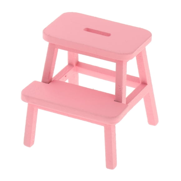 Casa De Muñecas Taburetes De Madera Silla Modelo Decoración Accesorio Mini Muebles Rosa