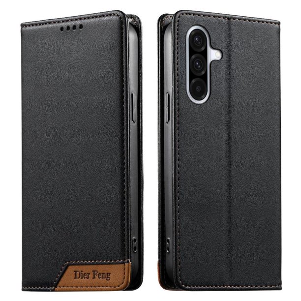 Funda Tipo Cartera de Cuero Sintético para Samsung Galaxy A37 Bloqueo RFID, con Ranuras para Tarjetas y Bolsillo para Efectivo, Cierre Magnético Fuerte Negro