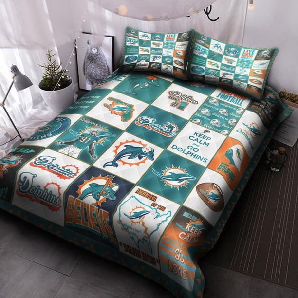Miami Dolphins V Quilt Duvet Cover Set Bedroom Decor Bedspread Bedclothes3-Piece Bedding Set