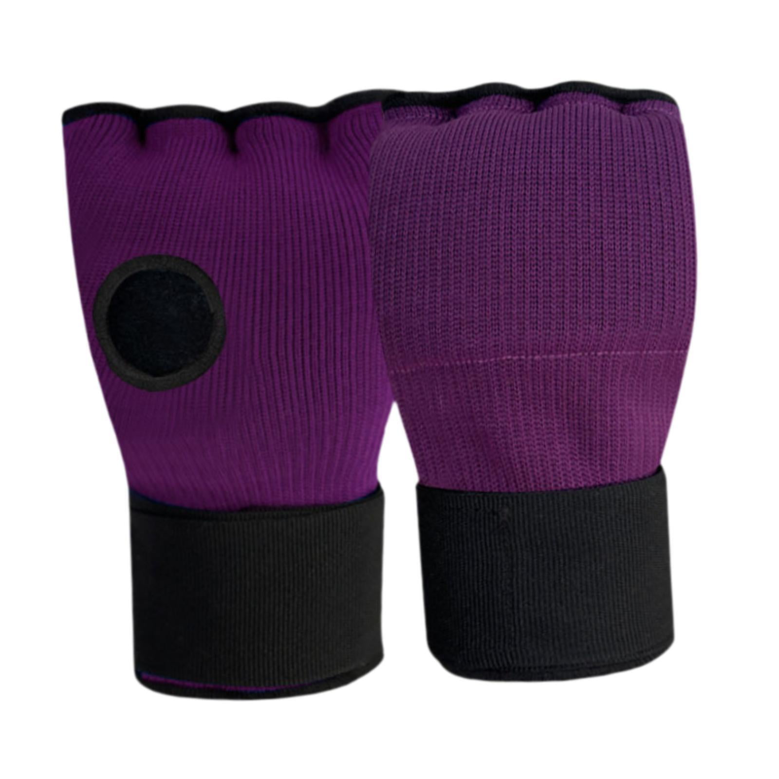 Magideal - Bandas De Mano De Caja, Guantes Internos, Bucles De Muñeca Rápida Para Adultos, Guantes Semicondeños Suaves Ajustables Para Ejercicios, Mma, Kickboxin Púrpura