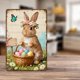 thumbnail image 5 of Letrero estaño metal conejo Pascua vintage conejo flor huevo primavera arte pared hogar granja cocina dormitorio 20x30cm, 5 of 6