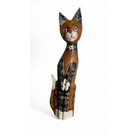 Homeessentials - Gato Madera Artesanal 60 Cm