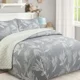 thumbnail image 2 of Cubrecama Quilt Sherpa 2pl Gris Diseño Hojas Gris Claro, 2 of 3