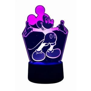 Lelumania - Lampara Ilusion 3D Mickey Mouse De 7 Colores, Base Touch